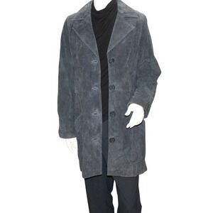 Dennis Basso Washable Suede Leather Coat Gray Size Medium Y2K